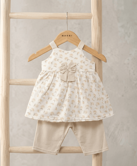 ROSE PRINTED 2 PIECE CAUSAL BOW FROCK - Luna kidsROSE PRINTED 2 PIECE CAUSAL BOW FROCK