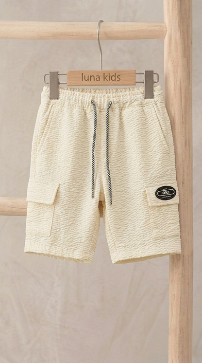 Cream White 2-Pcs Ultra Comfortable Stretchable Shorts Set