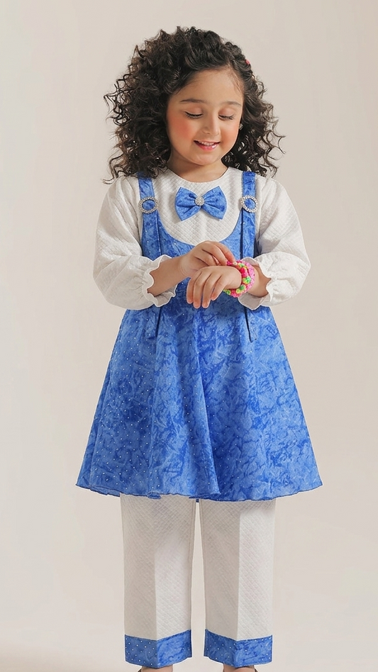 Royal Blue 2-Piece Attached Pinafore Dress