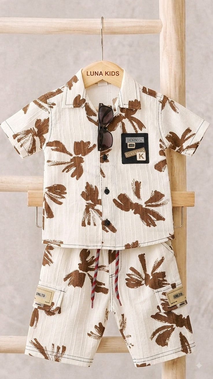 Coco Palm Brown Co-ord Set + Glasses