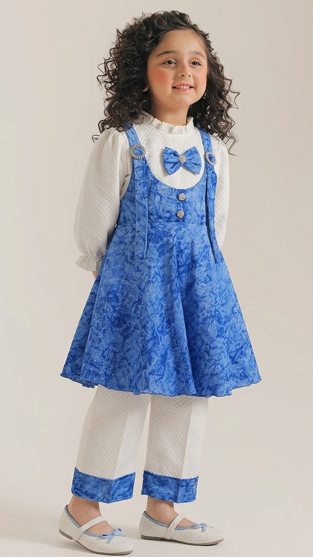 Royal Blue 2-Piece Attached Pinafore Dress