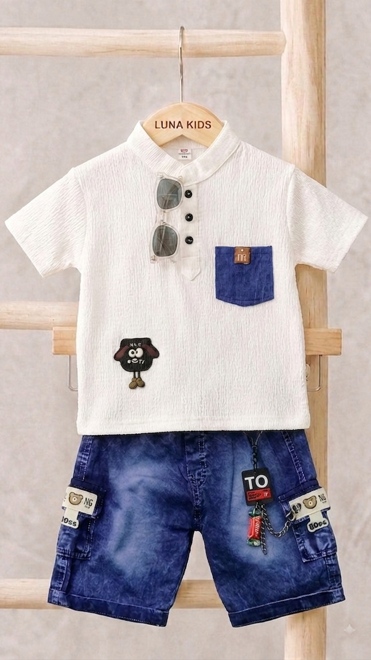 White Denim Co-ord Set + Glasses