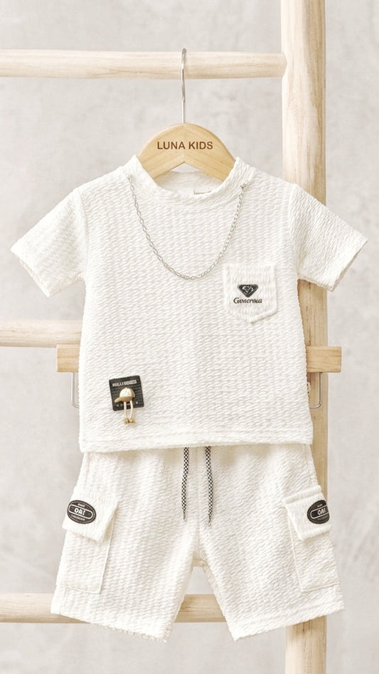 White 2-Pcs Ultra Comfortable Shorts Set