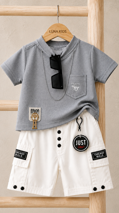 Gray Prada Boss Set + Glasses