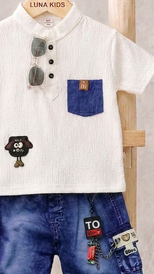 White Denim Co-ord Set + Glasses