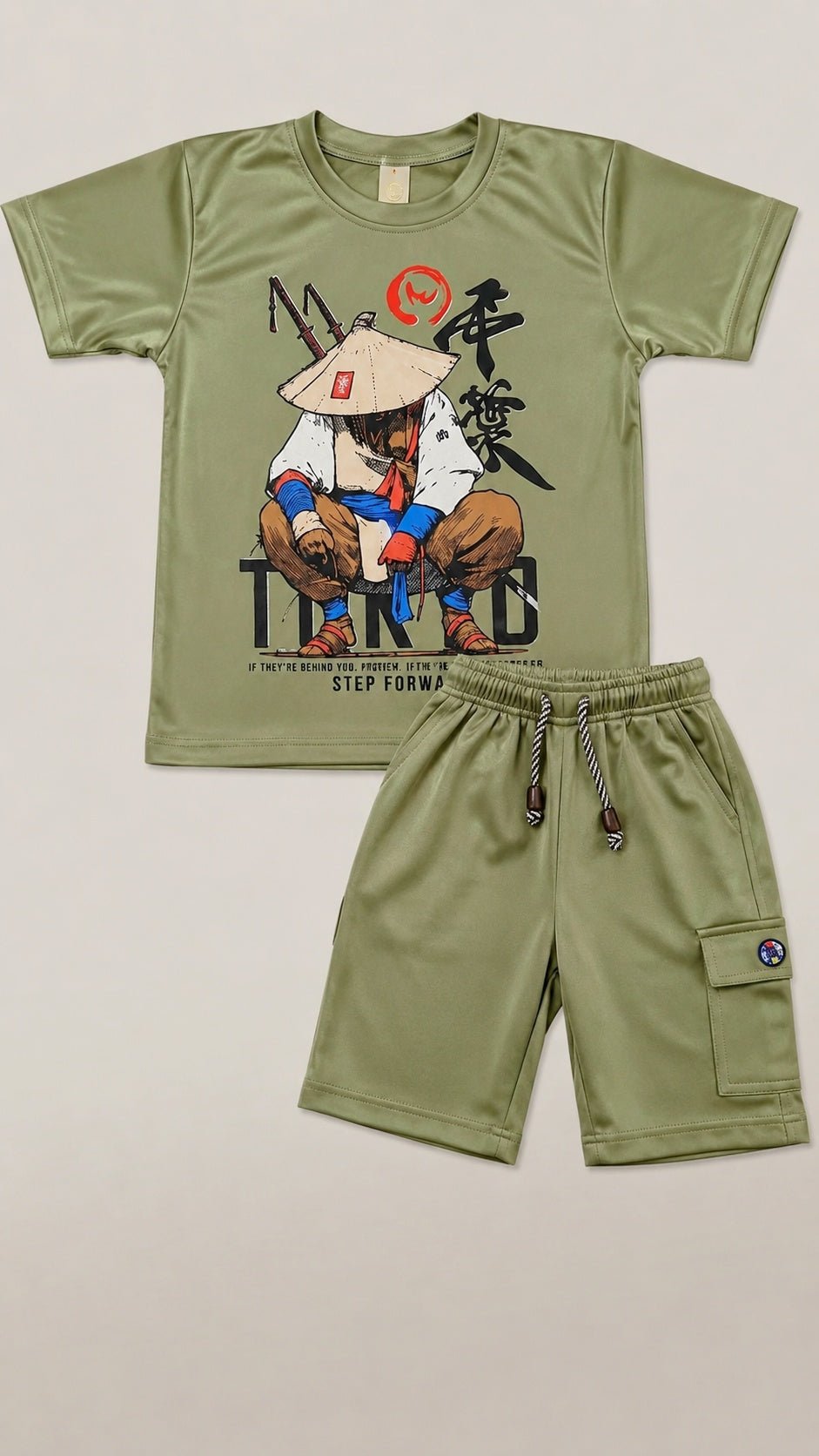 T-Shirt with Shorts 2 Pcs Printed Olive Green Set - Luna kidsT-Shirt with Shorts 2 Pcs Printed Olive Green Set